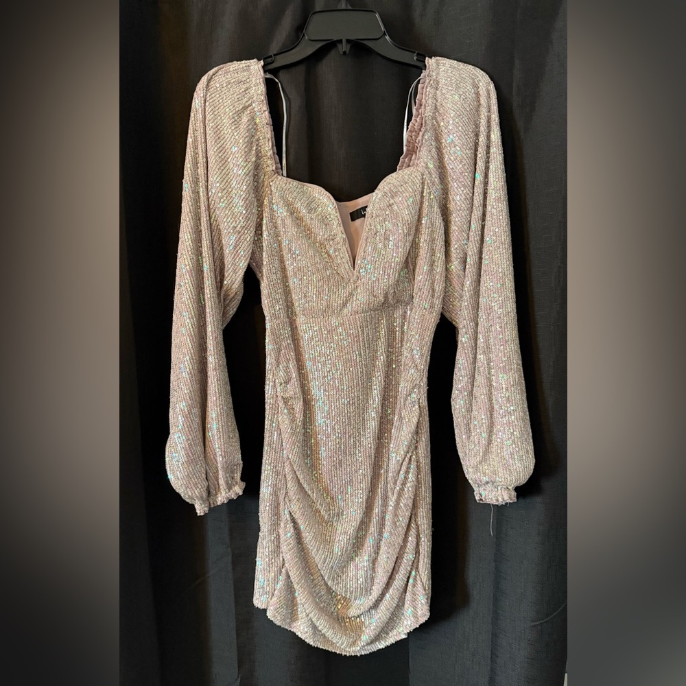 Pink long sleeve sequin dresss